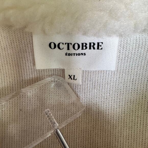 Octobre Editions Callan Fleece Jacket Pullover Ecru/Green XL Fall Winter Classic - Picture 7 of 9